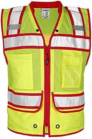 Kishigo Color Contrast High Performance Surveyors Vest S Lime/Red - S5043 in Saudi Arabia