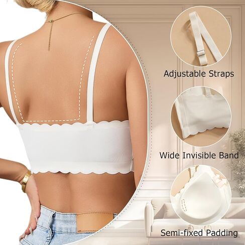 5-Pack Bras for Women Seamless Semi-Fixed Padded Minimizer Bra with Adjustable Straps Wireless Soft Push Up Bra in Saudi Arabia