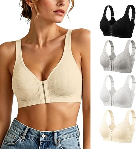 Wireless Front Closure Bras for Women, Soft Breathable Full Coverage Bralettes, Daily Support Bra Pack in Saudi Arabia