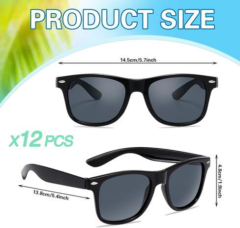12 Pack Party Sunglasses Bulk Black Glasses Plastic Sunglasses for Wedding Birthday Summer Pool Party Supplies for Women Men in Kuwait