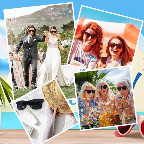 12 Pack Party Sunglasses Bulk Black Glasses Plastic Sunglasses for Wedding Birthday Summer Pool Party Supplies for Women Men in Kuwait