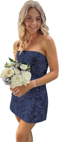 Short Strapless Homecoming Dresses for Teens 2026 Floral Print Mini Cocktail Party Gowns in Saudi Arabia