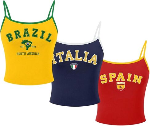 WDIRARA Women's 3 Pack Letter Graphic Camisole Tops Contrast Trim Y2k Cami Tops in Kuwait
