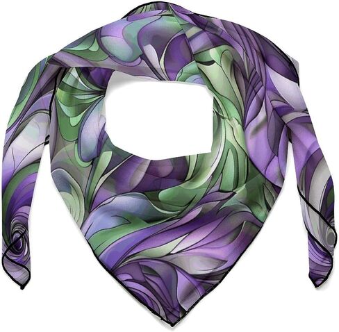 Silk Scarves Women's Scarf Silk Neck Scarf Purple And Green Shades Printing Adult Silk Scarf Suitable for Women's Neck Hair Head Daily Life Decoration And Gifts in Kuwait