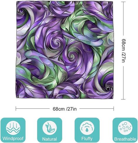 Silk Scarves Women's Scarf Silk Neck Scarf Purple And Green Shades Printing Adult Silk Scarf Suitable for Women's Neck Hair Head Daily Life Decoration And Gifts in Kuwait