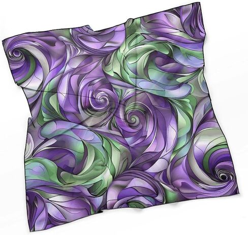 Silk Scarves Women's Scarf Silk Neck Scarf Purple And Green Shades Printing Adult Silk Scarf Suitable for Women's Neck Hair Head Daily Life Decoration And Gifts in Kuwait