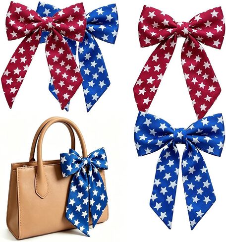 4Pcs Purse Scarf for Handbag, Red Blue Star Head Scarf Hair Neck Scarves for Women Girls, Bag Handle Accessories, for 4th of July Independence Day Party Decor in Saudi Arabia