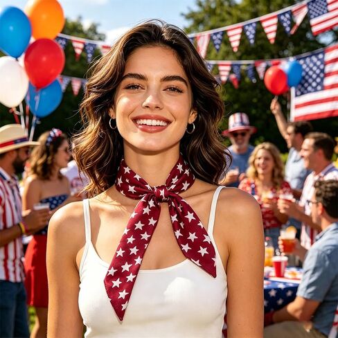 4Pcs Purse Scarf for Handbag, Red Blue Star Head Scarf Hair Neck Scarves for Women Girls, Bag Handle Accessories, for 4th of July Independence Day Party Decor in Saudi Arabia