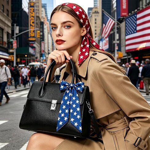 4Pcs Purse Scarf for Handbag, Red Blue Star Head Scarf Hair Neck Scarves for Women Girls, Bag Handle Accessories, for 4th of July Independence Day Party Decor in Saudi Arabia