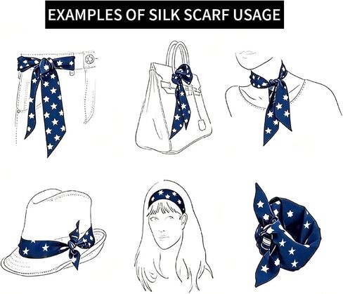 4Pcs Purse Scarf for Handbag, Red Blue Star Head Scarf Hair Neck Scarves for Women Girls, Bag Handle Accessories, for 4th of July Independence Day Party Decor in Saudi Arabia