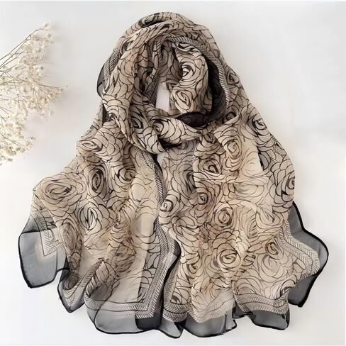 Lightweight Scarves for Women Elegant Floral Pattern Scarf Shawls Sunscreen Head Shawls in Kuwait