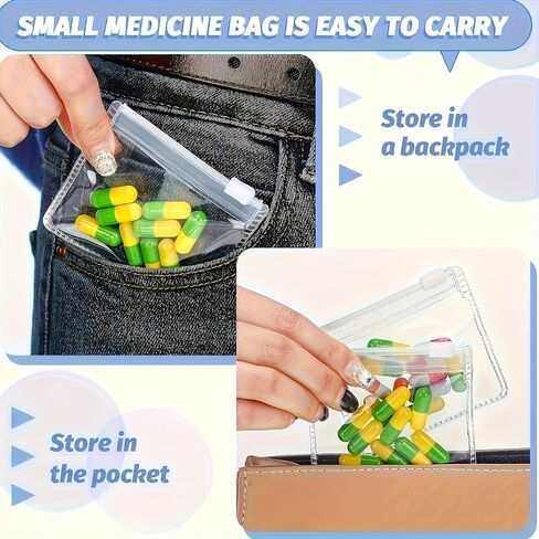 10PCS Portable Medicine Storage Bags, Reusable Zipper Travel Organizer Pouch, Multipurpose Case for Pills, Jewelry, and Small Accessories in Kuwait