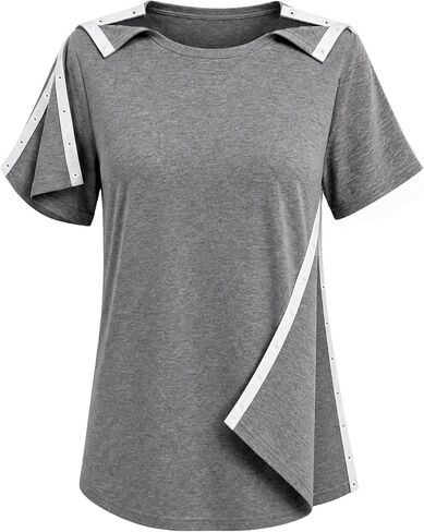 Youdiao Post Shoulder Surgery Shirt for Women Tear Away Snap Short Sleeve Rotator Cuff Recovery Must Haves Chemo Clothing in Saudi Arabia