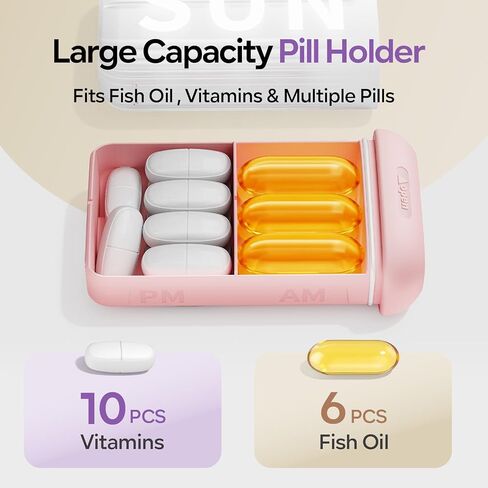 Daviky Pill Organizer 2 Times a Day, AM PM Pill Organizer 7 Day with 7 Removable Daily Cases, Weekly Pill Box with Large Print Labels, Easy Open Travel Pill Case for Vitamins and Medication, Rainbow in Saudi Arabia