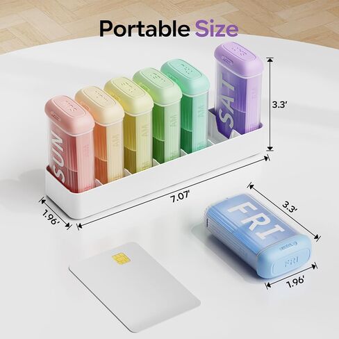 Daviky Pill Organizer 2 Times a Day, AM PM Pill Organizer 7 Day with 7 Removable Daily Cases, Weekly Pill Box with Large Print Labels, Easy Open Travel Pill Case for Vitamins and Medication, Rainbow in Saudi Arabia