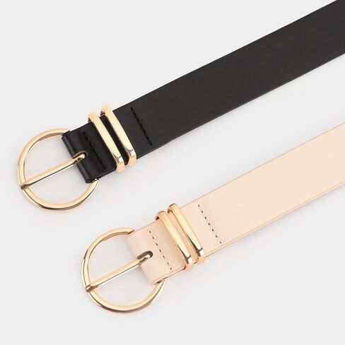 Leather Belts for Women's 2 Pack Casual Fashion Waist Belt with Gold Buckle for Jeans Dresses Pants in Saudi Arabia