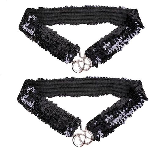 COTIM COYIN Women's Glitter Sequin Decor Stretch Belt, Elastic, Sparkly Cinch Belt For Costume Party in Kuwait