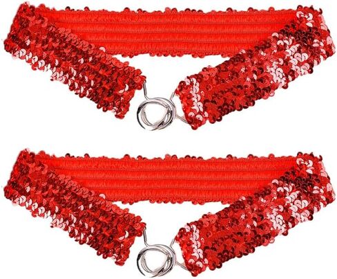 COTIM COYIN Women's Glitter Sequin Decor Stretch Belt, Elastic, Sparkly Cinch Belt For Costume Party in Kuwait