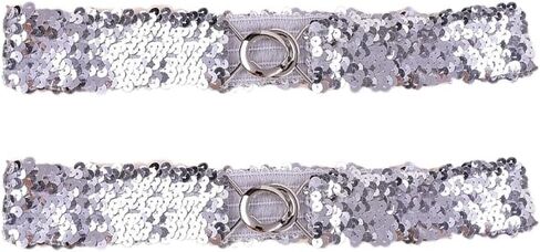 COTIM COYIN Women's Glitter Sequin Decor Stretch Belt, Elastic, Sparkly Cinch Belt For Costume Party in Kuwait