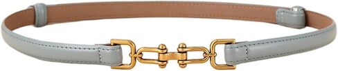 Womens Skinny Genuine Leather Belt for Dresses Adjustable Gold Buckle Waist Belt for Ladies in Saudi Arabia