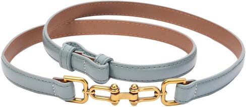 Womens Skinny Genuine Leather Belt for Dresses Adjustable Gold Buckle Waist Belt for Ladies in Saudi Arabia