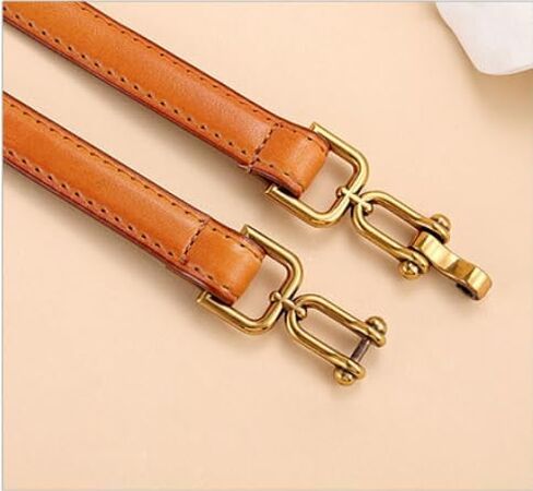 Womens Skinny Genuine Leather Belt for Dresses Adjustable Gold Buckle Waist Belt for Ladies in Saudi Arabia