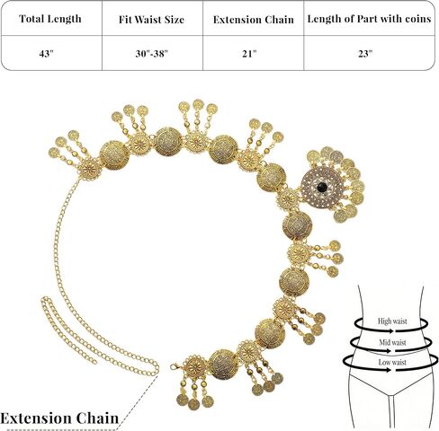 TRIWORKS Chain Belt for Women Gold Silver Metal Waist Chain Body Waist Link Boho Belts for Dresses Jeans in Saudi Arabia