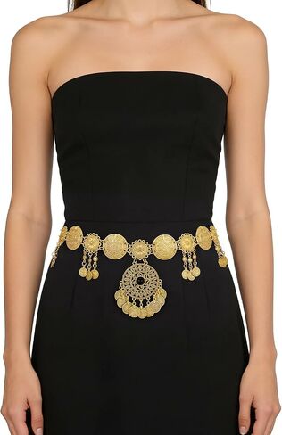 TRIWORKS Chain Belt for Women Gold Silver Metal Waist Chain Body Waist Link Boho Belts for Dresses Jeans in Saudi Arabia
