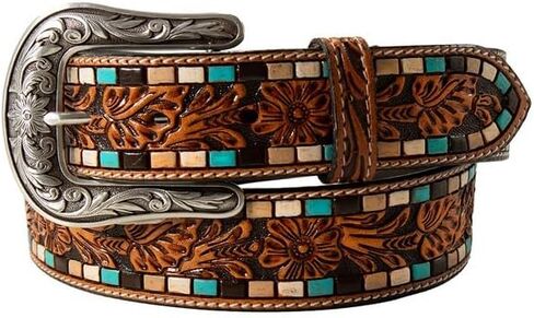 Nocona Belt Co. Women's Floral Tooled Hand Painted Leather Belt in Kuwait