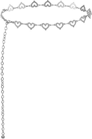 Bremorou Heart Chain Belt For Women Rhinestone Adjustable Metal Waist Body Chain Belt Y2k For Women Girl Dresses Jeans Bikinis in Kuwait