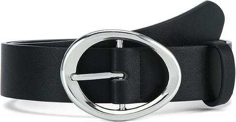 Women Faux Leather Belt for Jeans Pants Ladies Casual Waist Belts Fashion Women Belt with Gold/Silver Buckle in Saudi Arabia