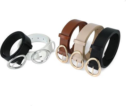 Women Faux Leather Belt for Jeans Pants Ladies Casual Waist Belts Fashion Women Belt with Gold/Silver Buckle in Saudi Arabia