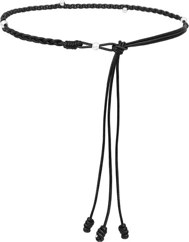 Women's PU Leather Thin Waist Belt Boho Knotted Skinny Belts for Dresses in Saudi Arabia