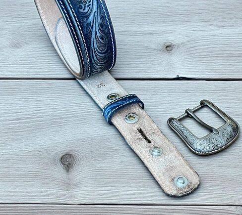 DANIEL'S ARTPLANET Women's Western Belt 1.5" Wide Genuine Leather with Removable Buckle Handmade Engraved Floral in Saudi Arabia