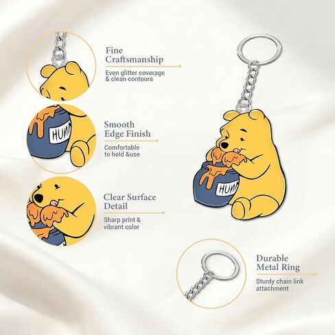 Cute Pooh Bear Keychain, Pooh Bear Gifts for Nurse Teacher, Friendship Birthday Gifts for Friends Coworkers, Cute Keychain for Bag Purse Keys in Kuwait