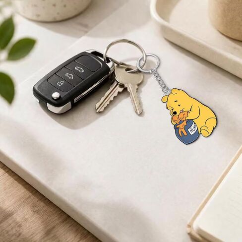 Cute Pooh Bear Keychain, Pooh Bear Gifts for Nurse Teacher, Friendship Birthday Gifts for Friends Coworkers, Cute Keychain for Bag Purse Keys in Kuwait