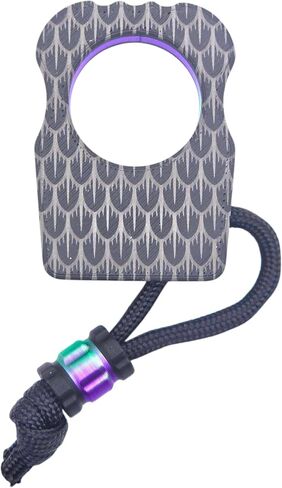 Dragon Scale EDC Knuckle, Black with Purple & Green Silk Accent | 3D Printed PLA Plastic, Single Finger Design, Paracord Lanyard and Matching Bead, Handmade in the USA in Saudi Arabia
