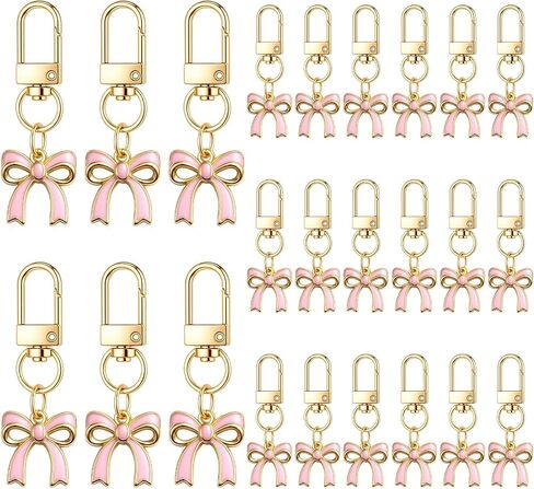 Nosiny 24 Pack Pink Bow Keychain Gifts Bulk Cute Coquette Tone Bowknot Key Ring Charms for Bag Purse Backpack Decoration Pink Bow Party Favors for Women Aesthetic Accessories in Kuwait
