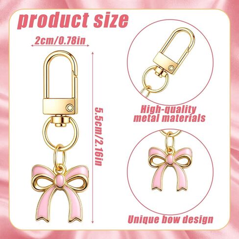 Nosiny 24 Pack Pink Bow Keychain Gifts Bulk Cute Coquette Tone Bowknot Key Ring Charms for Bag Purse Backpack Decoration Pink Bow Party Favors for Women Aesthetic Accessories in Kuwait