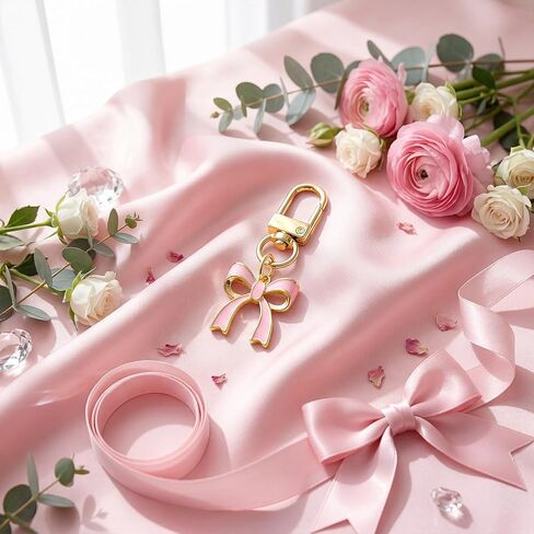 Nosiny 24 Pack Pink Bow Keychain Gifts Bulk Cute Coquette Tone Bowknot Key Ring Charms for Bag Purse Backpack Decoration Pink Bow Party Favors for Women Aesthetic Accessories in Kuwait