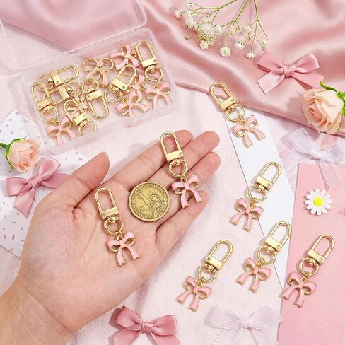 Nosiny 24 Pack Pink Bow Keychain Gifts Bulk Cute Coquette Tone Bowknot Key Ring Charms for Bag Purse Backpack Decoration Pink Bow Party Favors for Women Aesthetic Accessories in Kuwait