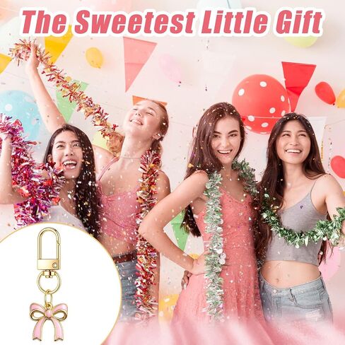 Nosiny 24 Pack Pink Bow Keychain Gifts Bulk Cute Coquette Tone Bowknot Key Ring Charms for Bag Purse Backpack Decoration Pink Bow Party Favors for Women Aesthetic Accessories in Kuwait