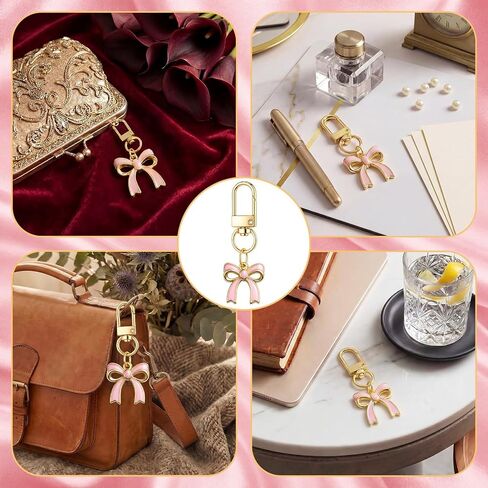 Nosiny 24 Pack Pink Bow Keychain Gifts Bulk Cute Coquette Tone Bowknot Key Ring Charms for Bag Purse Backpack Decoration Pink Bow Party Favors for Women Aesthetic Accessories in Kuwait