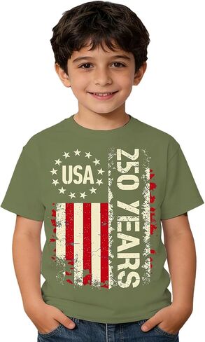 Boys 250 Anniversary USA Shirt Vintage 4th of July American Flag Patriotic Short Sleeve Tops 1776-2026 Tshirt in Kuwait
