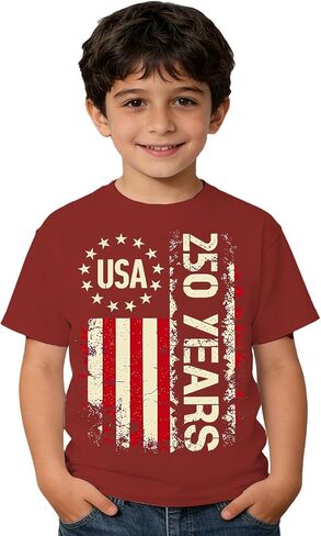 Boys 250 Anniversary USA Shirt Vintage 4th of July American Flag Patriotic Short Sleeve Tops 1776-2026 Tshirt in Saudi Arabia