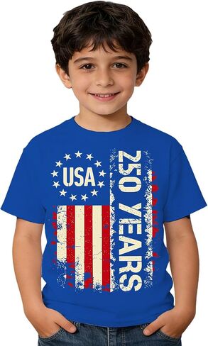 Boys 250 Anniversary USA Shirt Vintage 4th of July American Flag Patriotic Short Sleeve Tops 1776-2026 Tshirt in Saudi Arabia