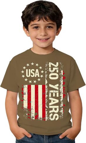 Boys 250 Anniversary USA Shirt Vintage 4th of July American Flag Patriotic Short Sleeve Tops 1776-2026 Tshirt in Saudi Arabia