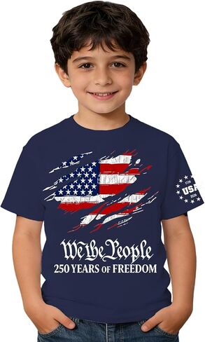 Boys 250 Anniversary USA Shirt Vintage 4th of July American Flag Patriotic Short Sleeve Tops 1776-2026 Tshirt in Saudi Arabia