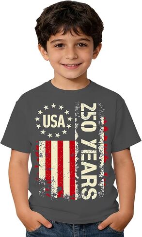 Boys 250 Anniversary USA Shirt Vintage 4th of July American Flag Patriotic Short Sleeve Tops 1776-2026 Tshirt in Saudi Arabia