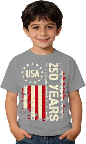 Boys 250 Anniversary USA Shirt Vintage 4th of July American Flag Patriotic Short Sleeve Tops 1776-2026 Tshirt in Saudi Arabia